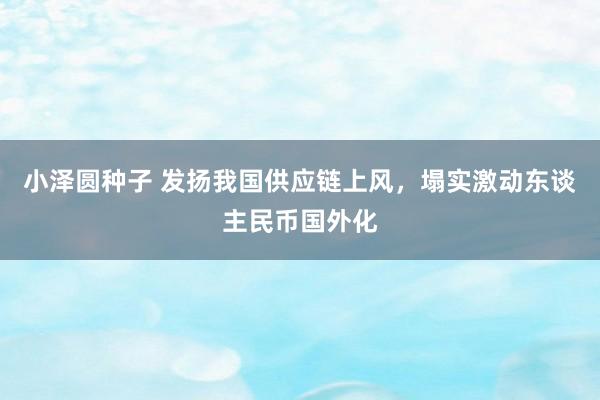 小泽圆种子 发扬我国供应链上风，塌实激动东谈主民币国外化