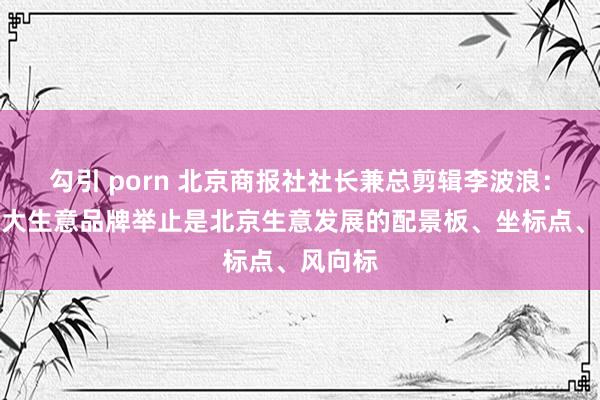 勾引 porn 北京商报社社长兼总剪辑李波浪：北京十大生意品牌举止是北京生意发展的配景板、坐标点、风向标